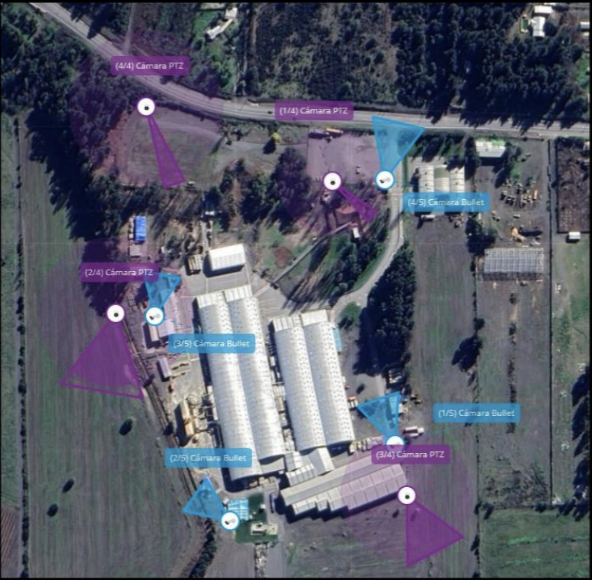 Cobertura de cámaras CCTV con inteligencia artificial sobre perímetro industrial — First Security